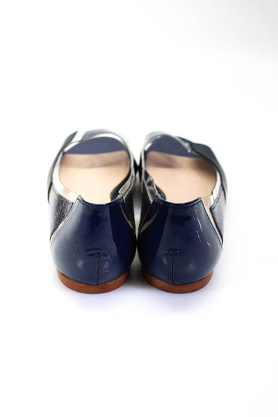FS/NY Women's Open Toe Slip-On Clear Trim Ballet Flat Shoe Navy Blue Size 9