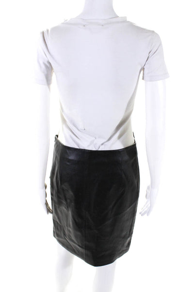 Claudie Pierlot Womens Black Leather Zip Detail Mini Pencil Skirt Size 38