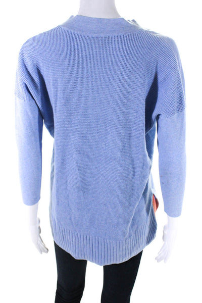 Lilla P Womens Blue Cotton V-Neck 3/4 Sleeve Pullover Sweater Top Size XS