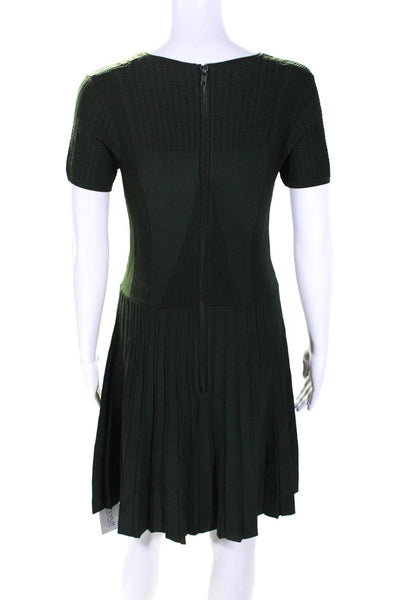 Parker Womens V Neck Short Sleeves A Line Sweater Dress Green Size Medium