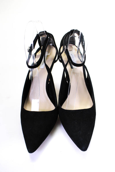 Cole Haan Womens Suede Pointed Toe Ankle Strap Selma Pumps Black Size 8 B