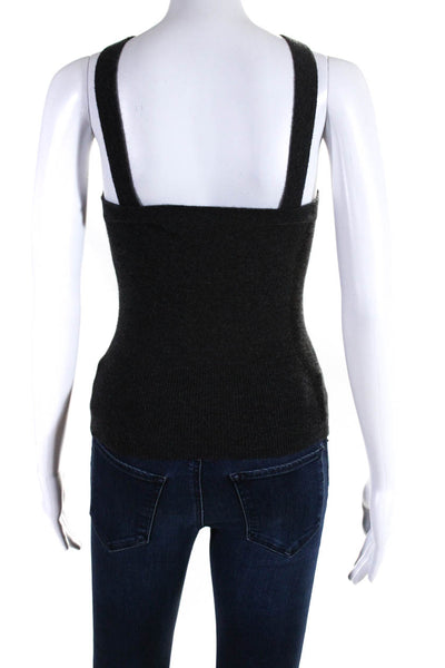 Tuleh Womens Knit Halter Sleeveless Crop Top Blouse Dark Gray Size Extra Small