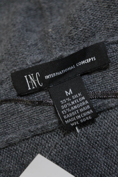 INC International Concepts Womens 3/4 Sleeve Belted Cardigan Sweater Gray Medium