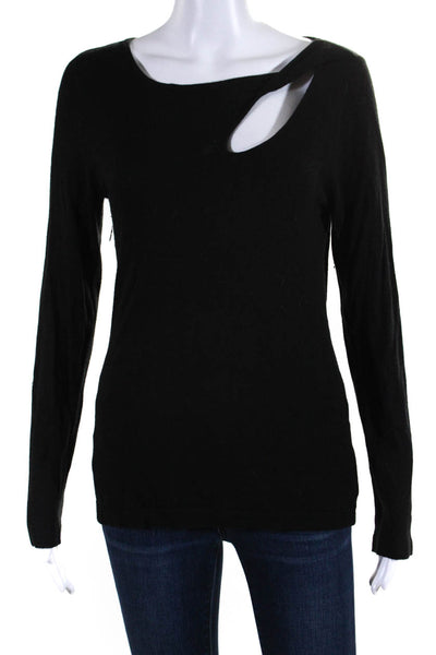 Philosophy By Republic Womens Cut Out Scoop Neck Sweatshirt Black Size Medium