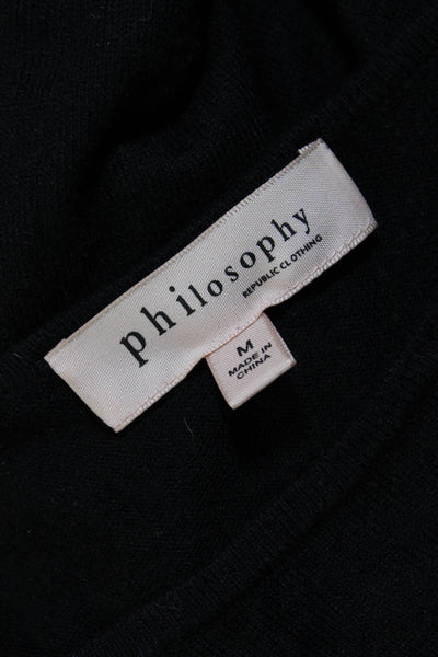 Philosophy By Republic Womens Cut Out Scoop Neck Sweatshirt Black Size Medium