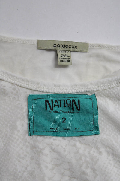 Bordeaux Nation LTD Womens Long Sleeve Shirt Tank Top White Size XS 2 Lot 2