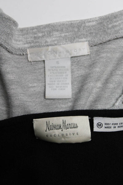 Neiman Marcus Design History Womens V Neck Sweaters Black Small Medium Lot 2