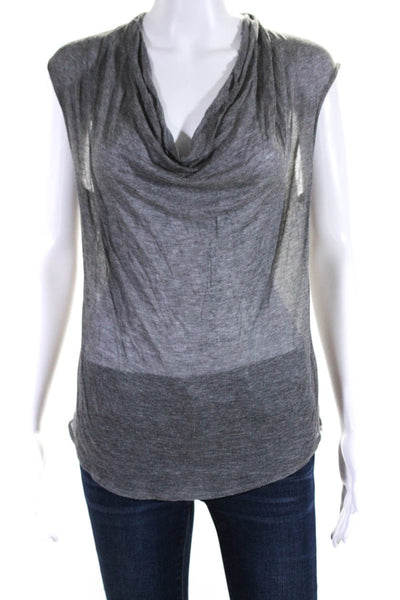 Helmut Womens Cap Sleeve Scoop Neck Lightweight Knit Shirt Gray Size Small