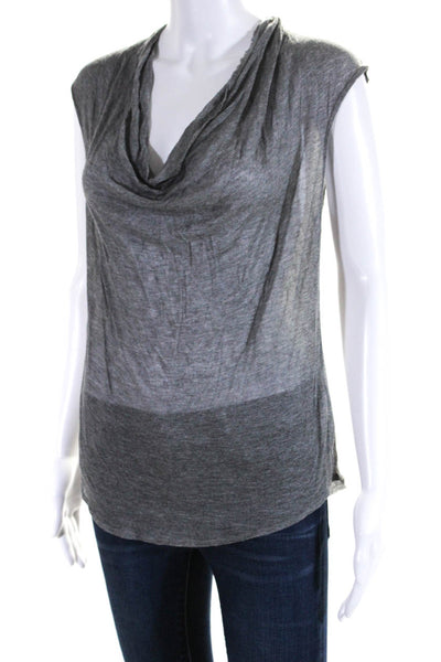 Helmut Womens Cap Sleeve Scoop Neck Lightweight Knit Shirt Gray Size Small