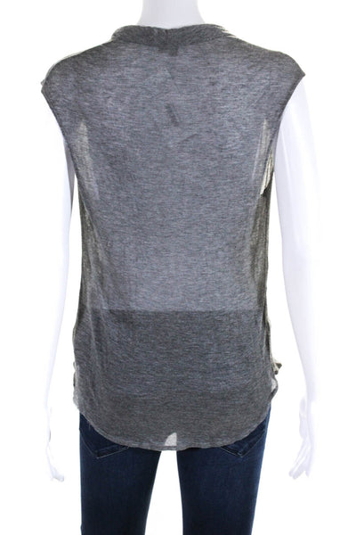 Helmut Womens Cap Sleeve Scoop Neck Lightweight Knit Shirt Gray Size Small