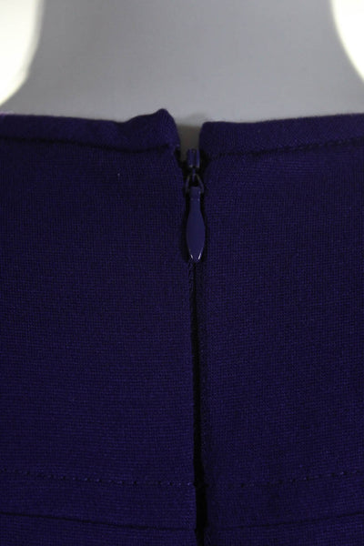 Nanette Lepore Womens Long Sleeved Pleat Knee Length A Line Dress Purple Size 6