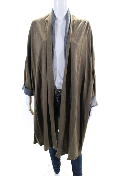 Majestic Filatures Womens Brown/Gray Open Front Cardigan Sweater Top Size 3