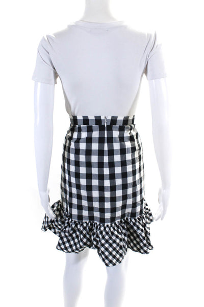 J Crew Womens Black/White Checker Print Ruffle Cotton Knee Length Skirt Size 8T