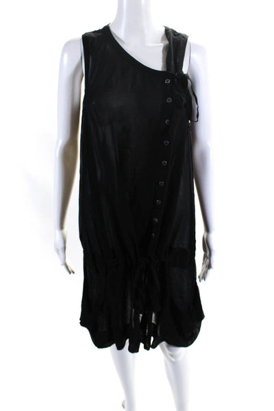 AllSaints Co Ltd Spitalfields Womens Black Silk Sleeveless Shift Dress Size 6