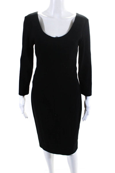 Narciso Rodriguez Womens Back Zip Scoop Neck Sheath Dress Black Size IT 44