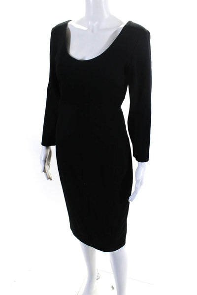 Narciso Rodriguez Womens Back Zip Scoop Neck Sheath Dress Black Size IT 44