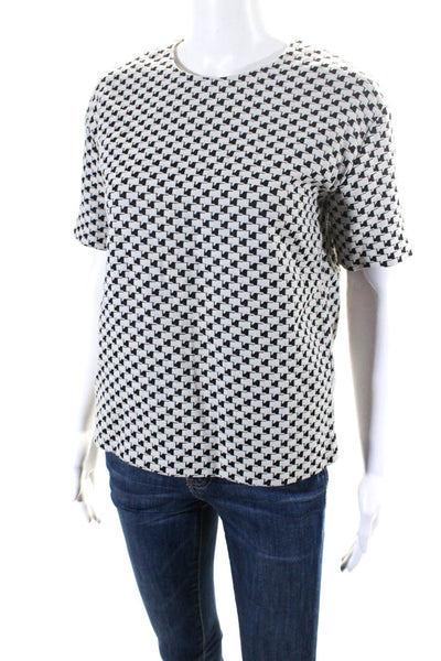 COS Womens Woven Geometric Printed Crew Neck Blouse Top Black White Size 34