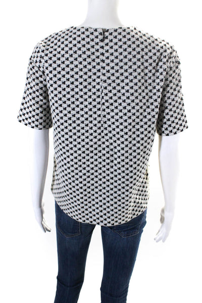 COS Womens Woven Geometric Printed Crew Neck Blouse Top Black White Size 34