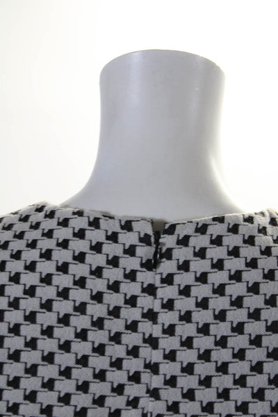 COS Womens Woven Geometric Printed Crew Neck Blouse Top Black White Size 34