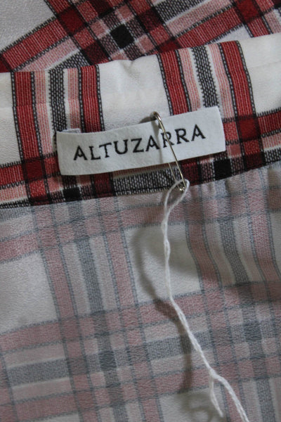 Altuzarra Womens Plaid Pleated Button Down A Line Dress Red Size EUR 38