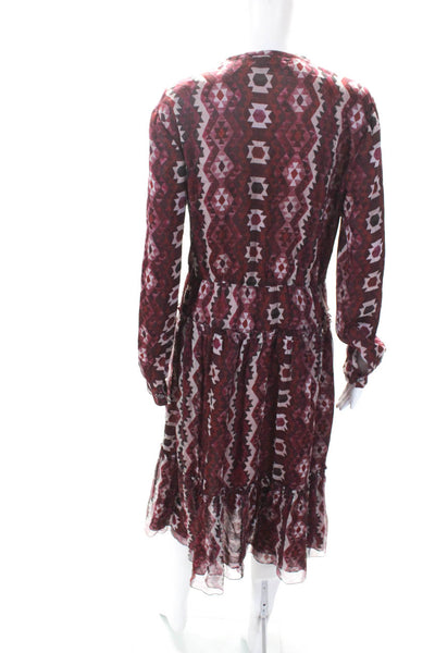 Altuzarra Womens Silk Geometric Print A Line Dress Red Purple Size EUR 40