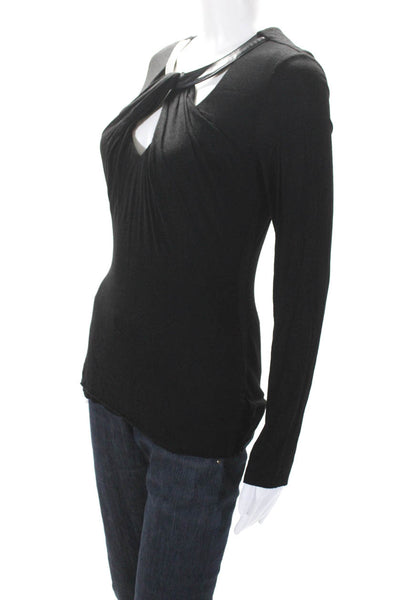 Dylan Gray Womens Black Scoop Neck Cut Out Long Sleeve Blouse Top Size M