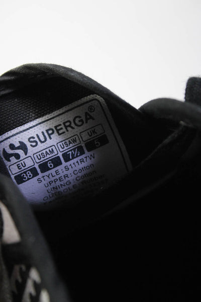 Superga x Mary Katrantzou Womens Striped Platform Sneakers Black White Size 6