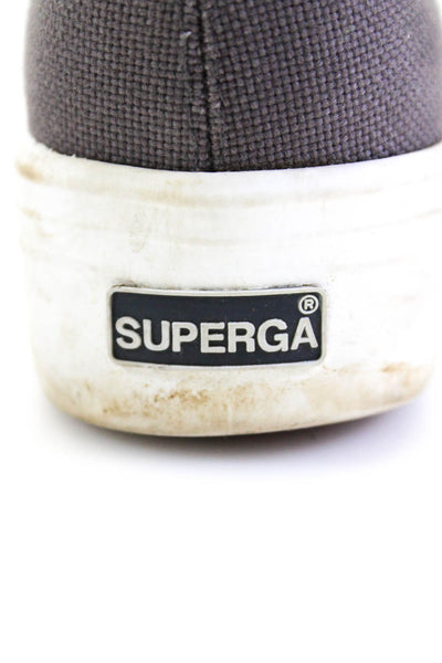 Superga Womens Lace Up Platform Low Top Sneakers Gray White Canvas Size 39