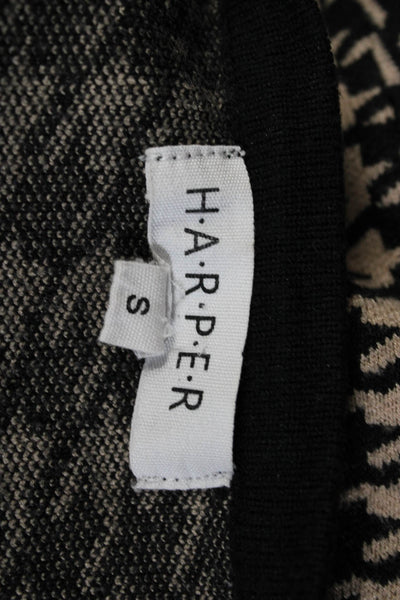 Harper Womens Button Front Houndstooth Long Cardigan Sweater Black Brown Small