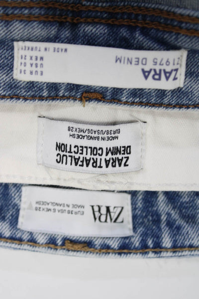 Zara Womens Button Fly High Rise Straight Leg Jeans Blue White Size 4 6 Lot 3