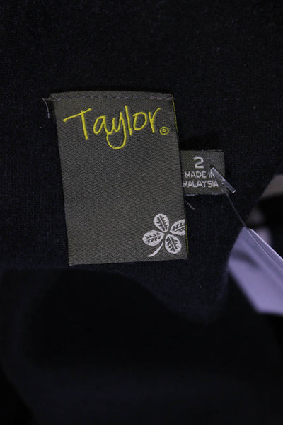 Taylor Womens Long Sleeve Diamond Print Boat Neck Shift Dress Black Size 2