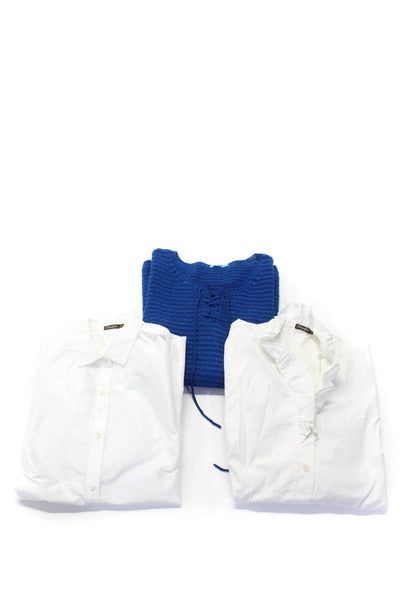 J. Mclaughlin Womens Long Sleeve Knit Lace Up Blouse Blue Size S XS Lot 3