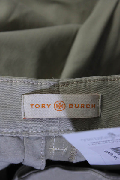 Tory Burch Womens Khaki Mid-Rise Cotton Straight Leg Chino Pants Size 6