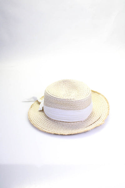 Zara Jocelyn Womens Woven Straw Wide Brim Sun Hat Beige Size OS Lot 2