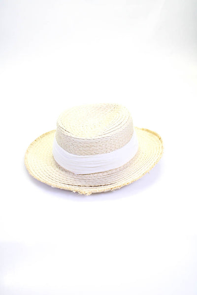 Zara Jocelyn Womens Woven Straw Wide Brim Sun Hat Beige Size OS Lot 2