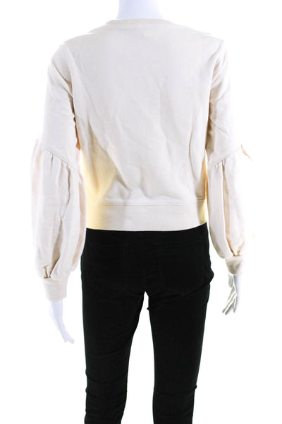 Intermix Womens Cotton Crew Neck Pullover Sweatshirt Top Beige Size S