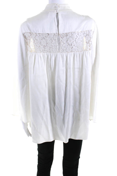 Alexander McQueen Womens Ivory Lace Trim Ruffle 3/4 Sleeve Blouse Top Size 40