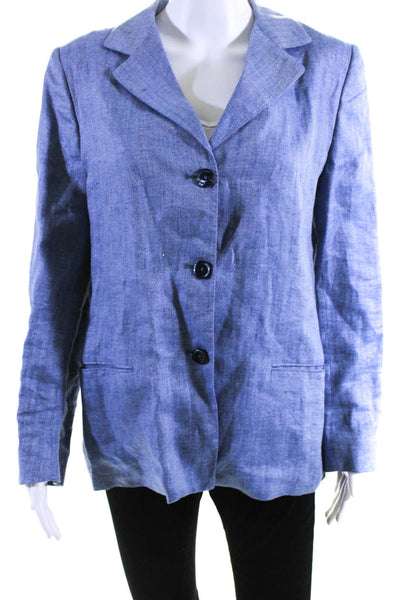Women By Peter Elliot Womens Blue Three Button Long Sleeve Blazer Size M