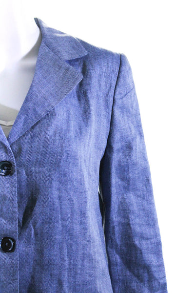 Women By Peter Elliot Womens Blue Three Button Long Sleeve Blazer Size M