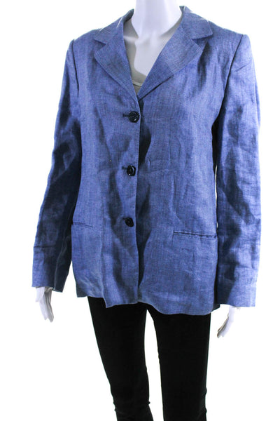 Women By Peter Elliot Womens Blue Three Button Long Sleeve Blazer Size M