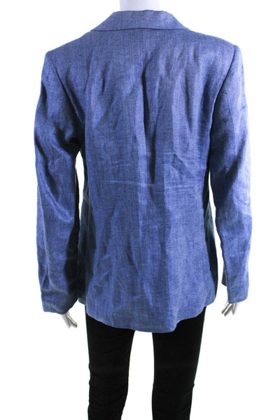 Women By Peter Elliot Womens Blue Three Button Long Sleeve Blazer Size M