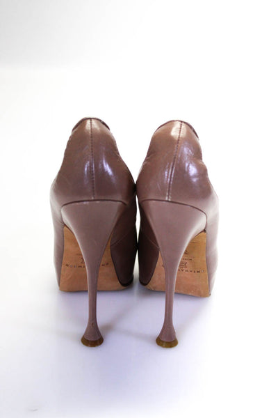 Brian Atwood Womens Leather Mesh Detail Platform Pumps Brown Size 35.5 5.5