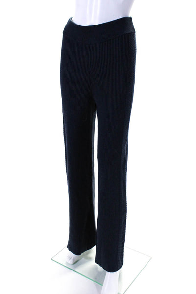 Toccin Womens Knit Unlined  Elastic Waist High-Rise Flare Pants Navy Size S