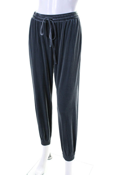 Toccin Womens Velour Drawstring Waist High-Rise Tapered Sweatpants Blue Size XS