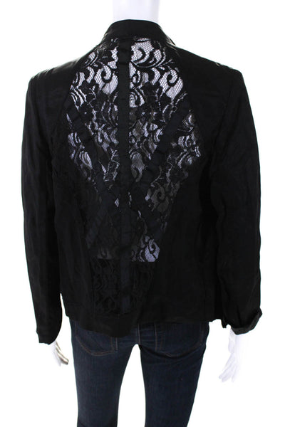 Gentle Fawn Womens Black Lace Back Open Back Long Sleeve Blazer Size S