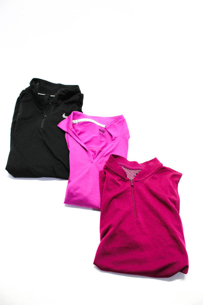 Nike Puma Womens 1/2 Zip Tanks Pullover Top Black Fuschia Purple Size S Lot 3