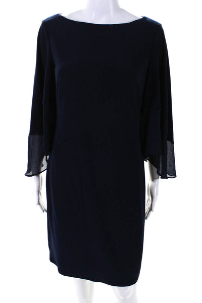 Lauren Ralph Lauren Womens Bell Sleeves Stretch Body Con Dress Navy Blue Size 6