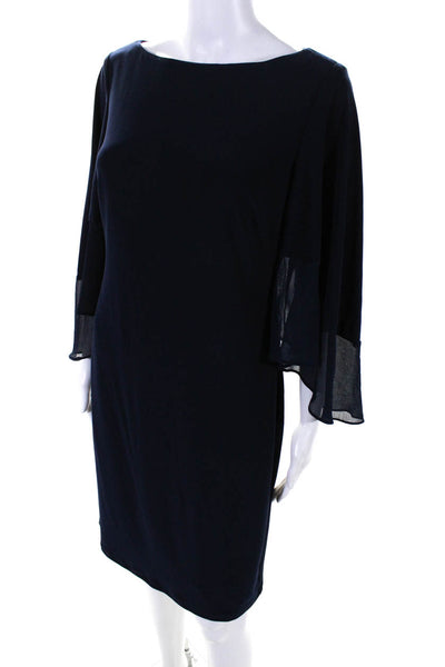 Lauren Ralph Lauren Womens Bell Sleeves Stretch Body Con Dress Navy Blue Size 6