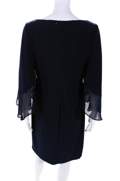 Lauren Ralph Lauren Womens Bell Sleeves Stretch Body Con Dress Navy Blue Size 6