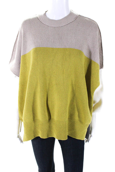 Free People Womens Cotton Colorblock Print Crewneck Sweater Multicolor Size XS